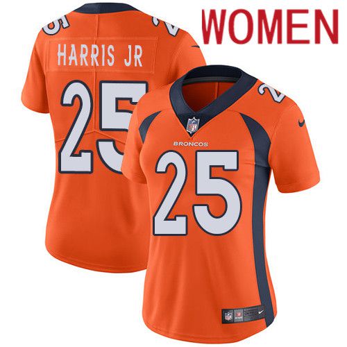 Women Denver Broncos #25 Chris Harris Jr Orange Nike Vapor Limited NFL Jersey->women nfl jersey->Women Jersey
